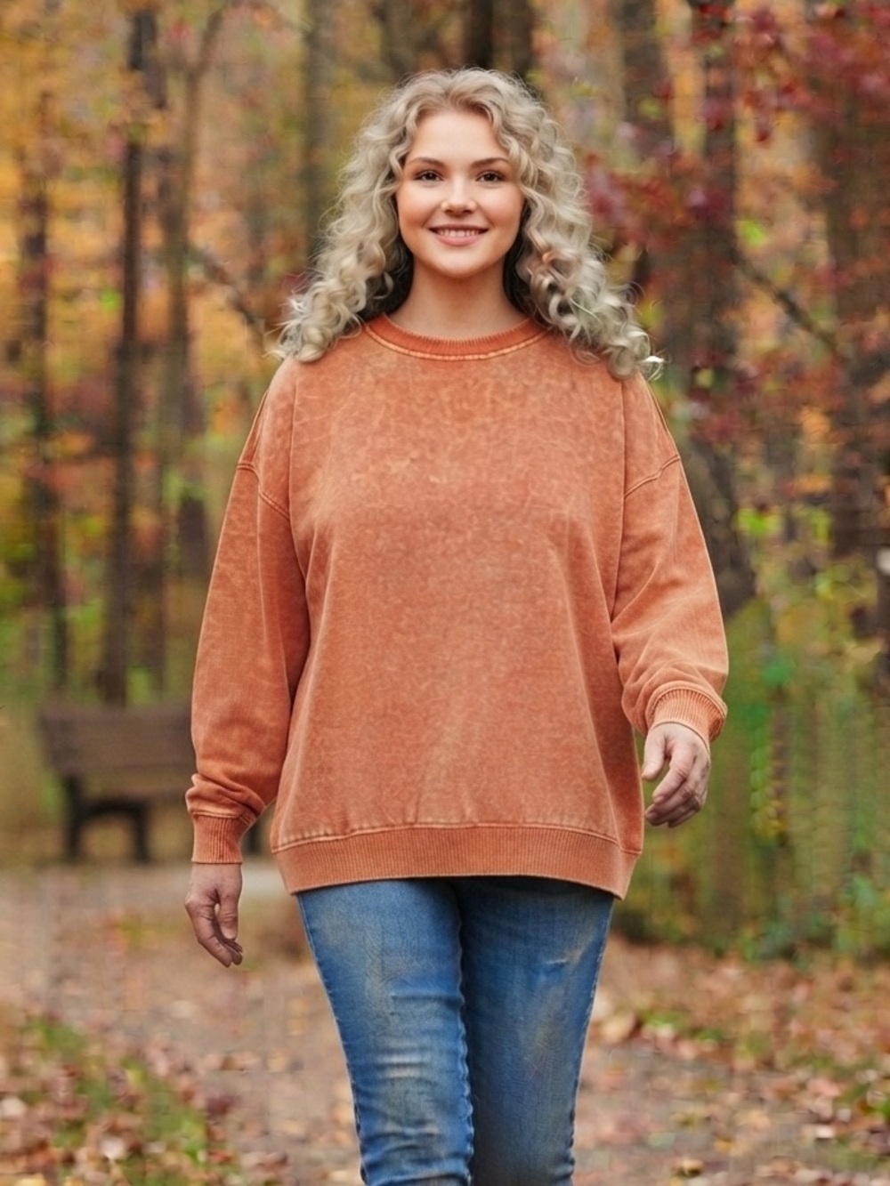 262 FREE SHIPPING Zenana small - 3X bt Orange ACID WASH OVERSIZED
FLEECE